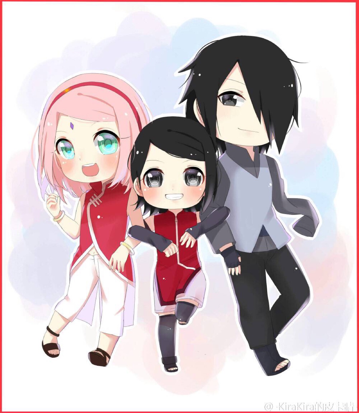 佐助 小樱一家人 好有爱 火影忍者