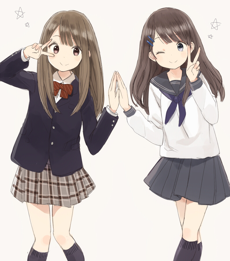少女 二次元 姐妹 日常 手绘