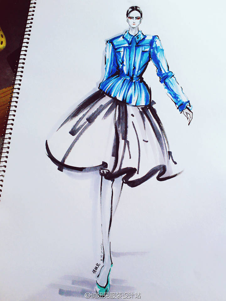 时装画,服装,手绘,水彩画