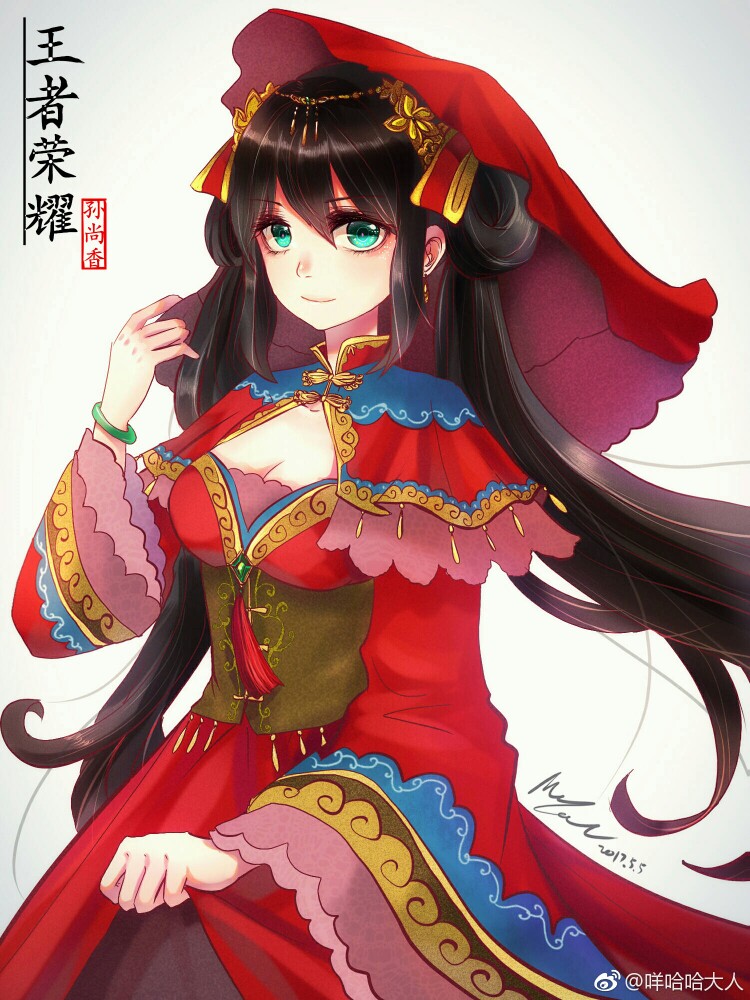 王者荣耀动漫二次元可爱五黑头像孙尚香大小姐的婚纱古装
