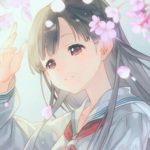 " [kili]二次漫头 动漫 卡通 女头 自截 调色 少女 制服 黑长直 樱花
