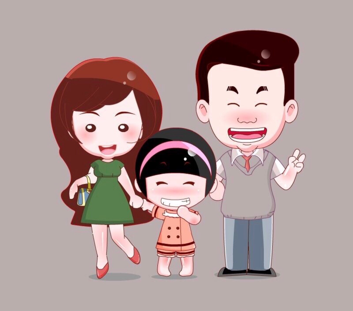 三口之家可爱动漫图图片