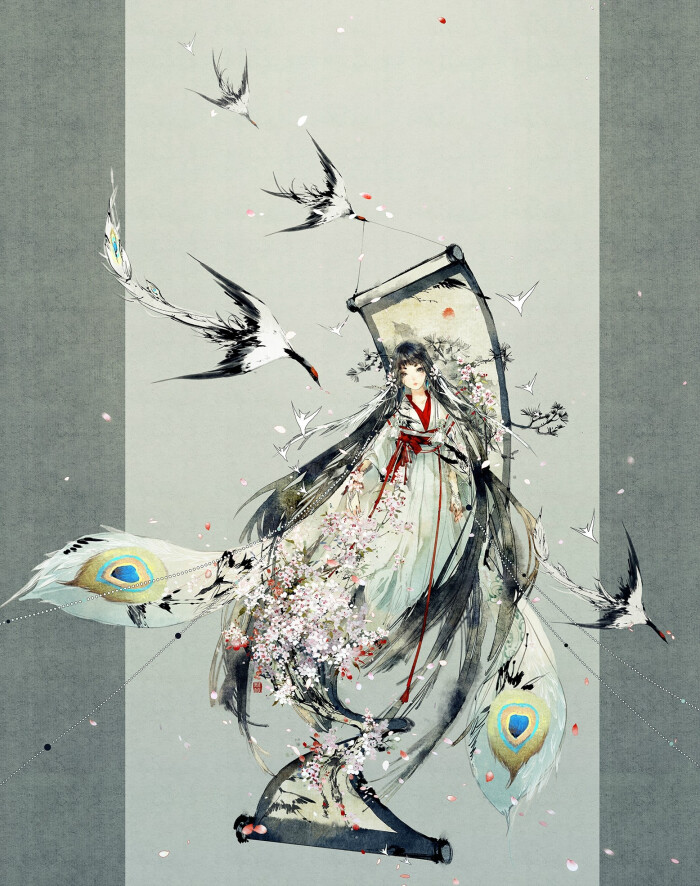 阴阳师手游# 花鸟卷 绘师: 画画的离城