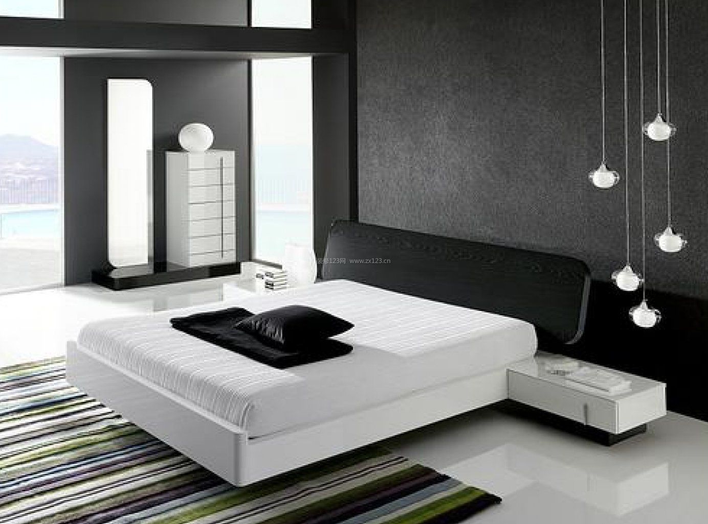 热门图片 黑白时尚现代简约家居室内家具效果图