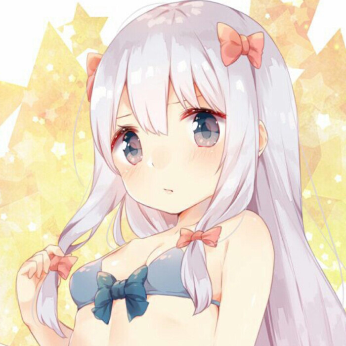 二次元女头qwq 黄漫老师 萌 可爱 萝莉 傲娇 银发 长发 蝴蝶结