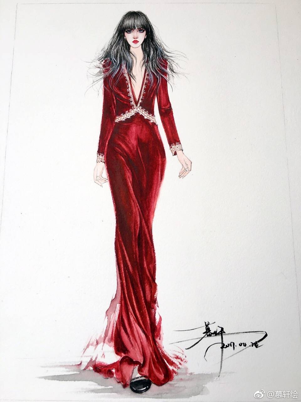 服装设计插画 水彩