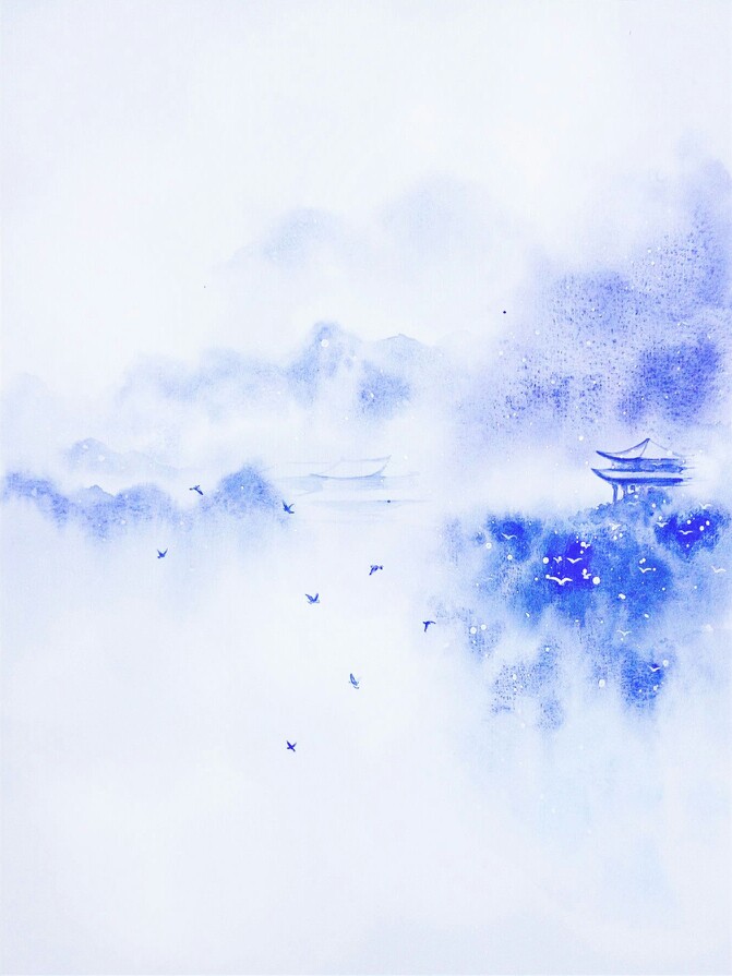 古风美景 鸟儿 阁楼