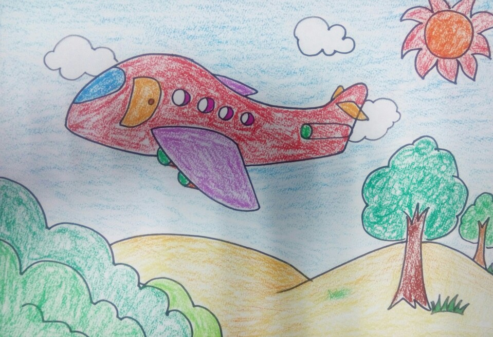 飞机图片儿童画一等奖图片