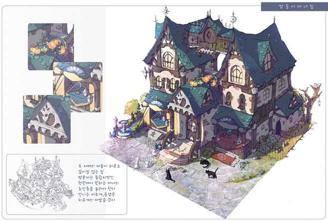 q版卡通写实/cg场景建筑原画设定/韩国.