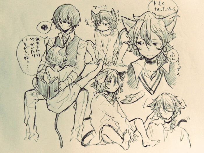 文豪野犬 侵权致歉 线稿 动漫 插画 手绘 同人 二次元(p站——双子
