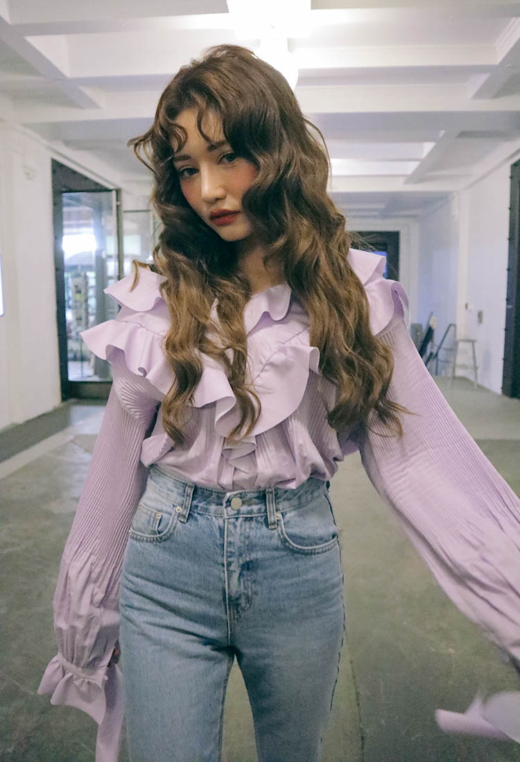 seul 韩国 超仙荷叶边百搭衬衫