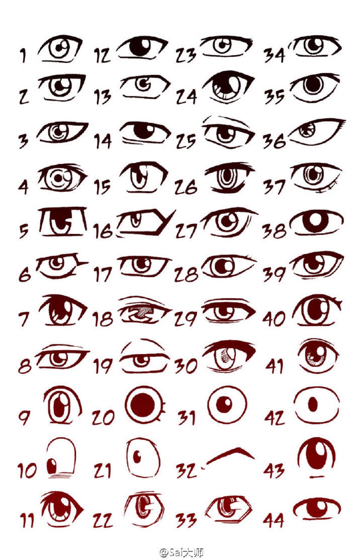 各种眼睛类型图解图片