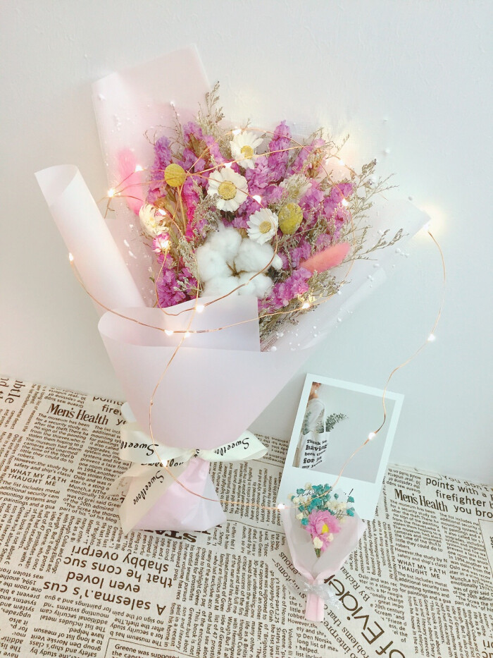 小菊花粉色系[vinna studio 韩式干花花束]