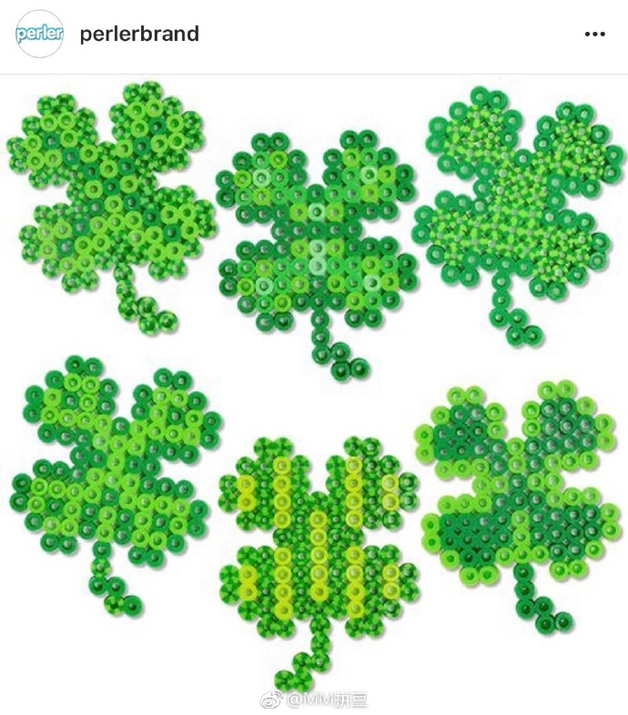 四叶草(最后那张是六边板做的,其余是方板做的.)#我爱拼豆图片