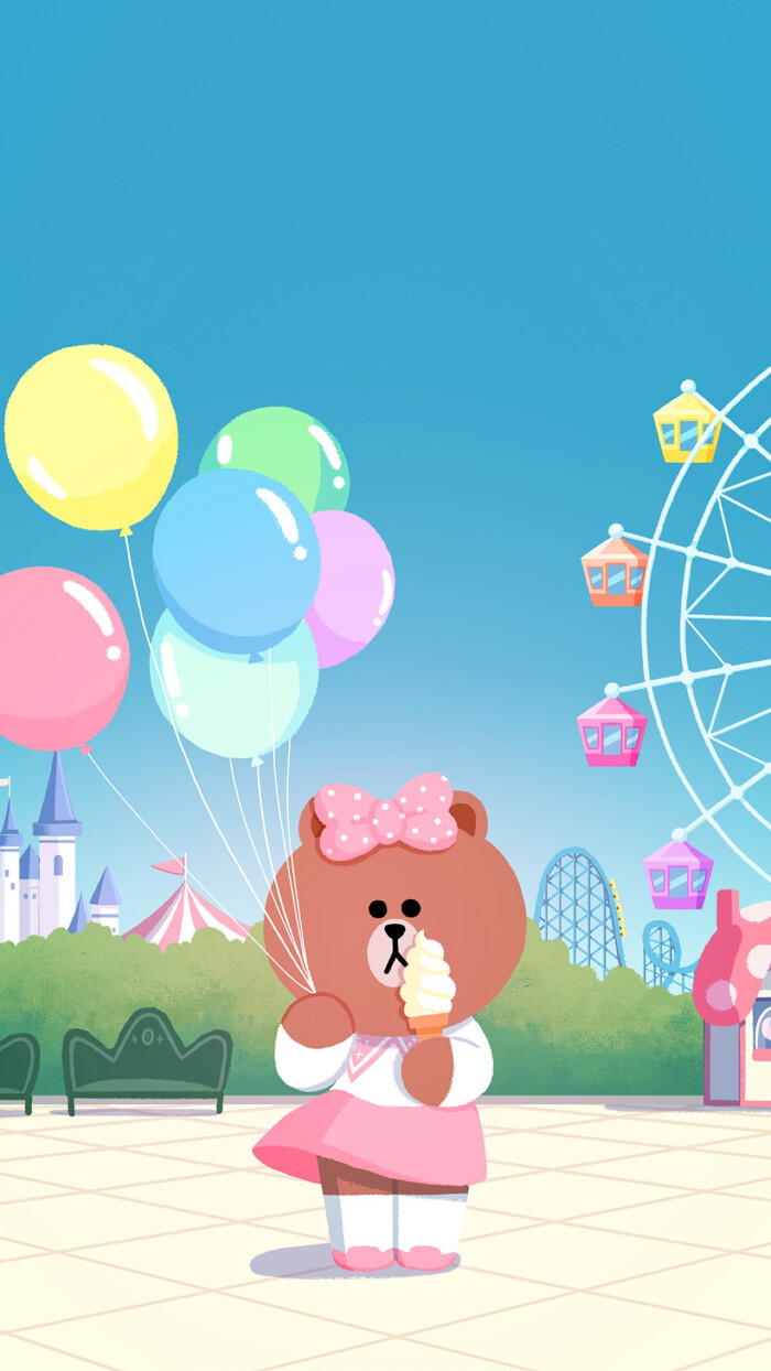 line friends 壁纸 iphone 可妮兔布朗熊 更多line friends壁纸请关注
