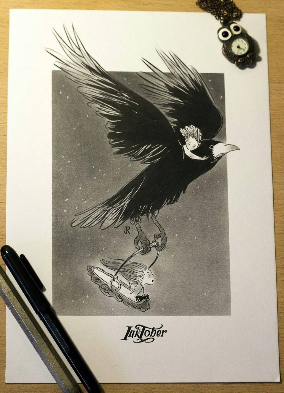 【插画师 julie rouvière 一组手绘童话黑白插画