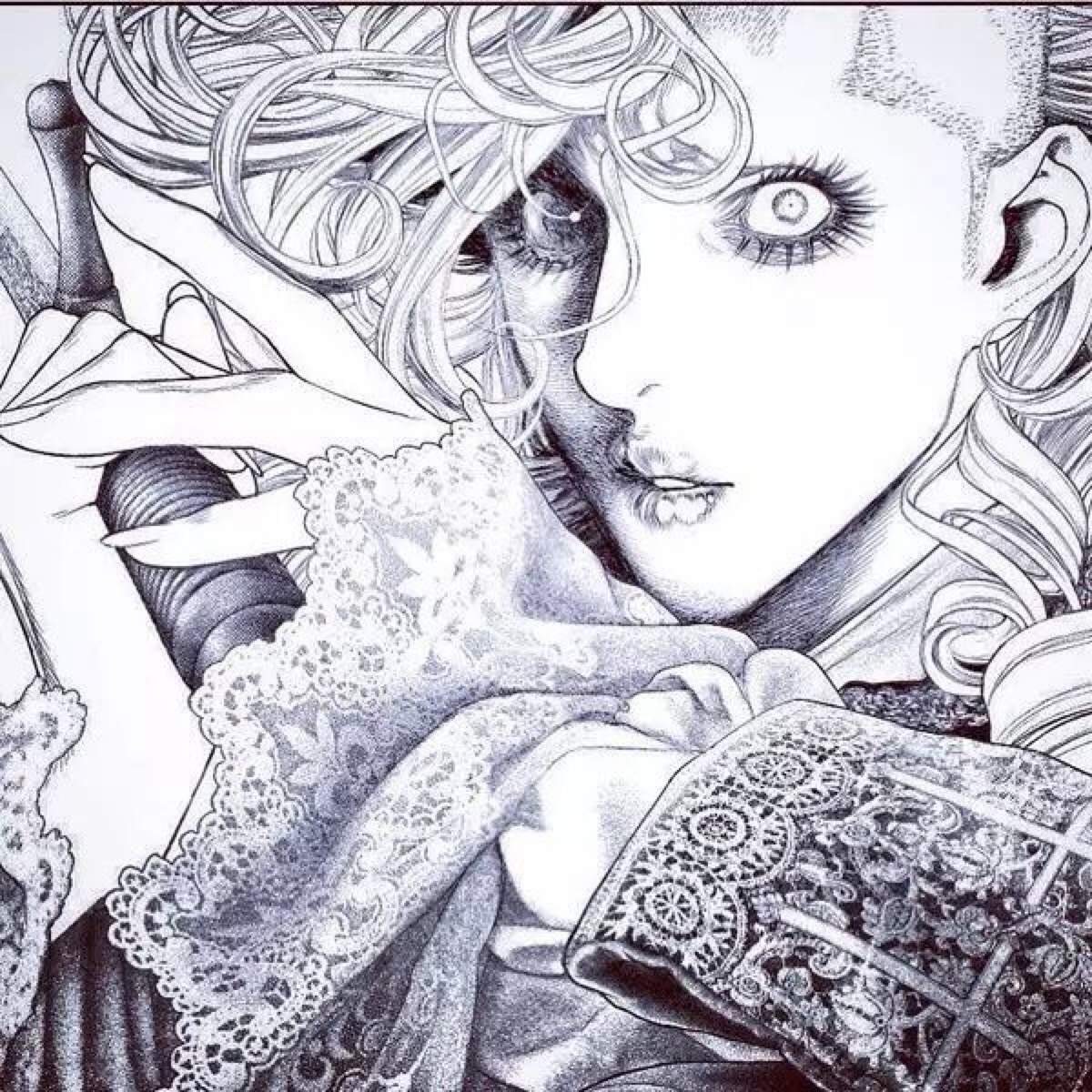 以下是他的漫画作品线稿,非常精致美型的画风.