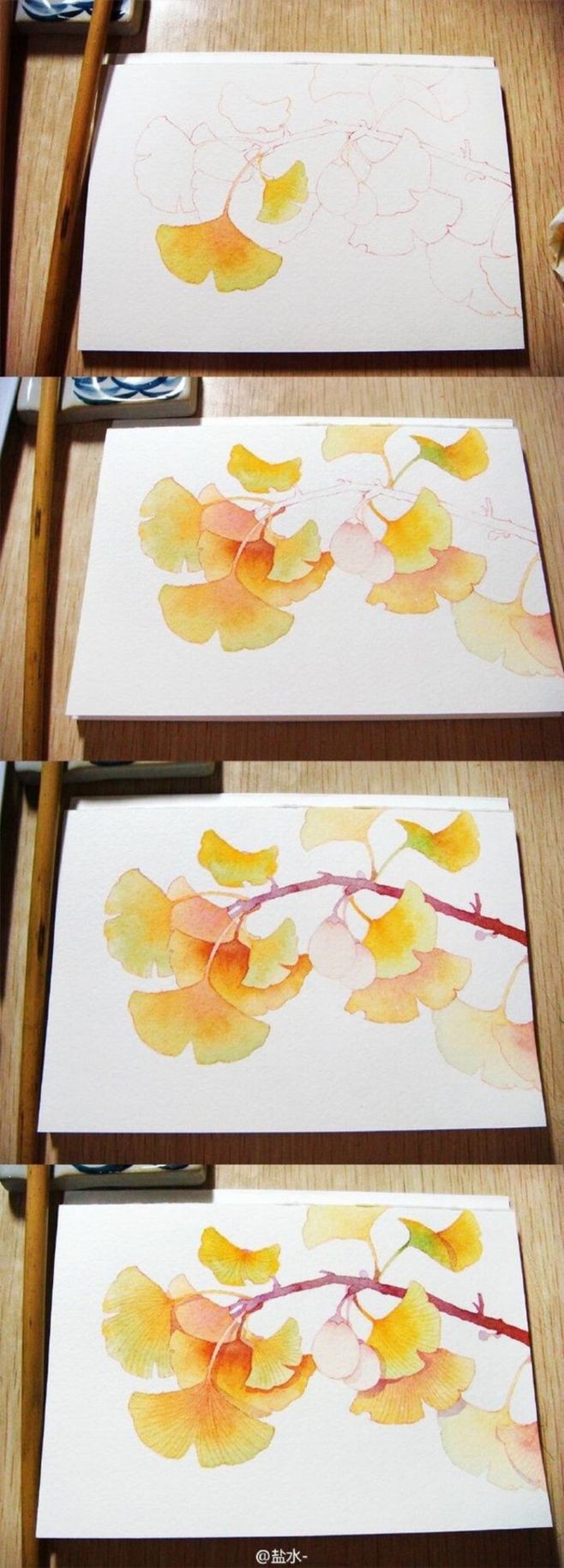 油画银杏叶子怎样画图片