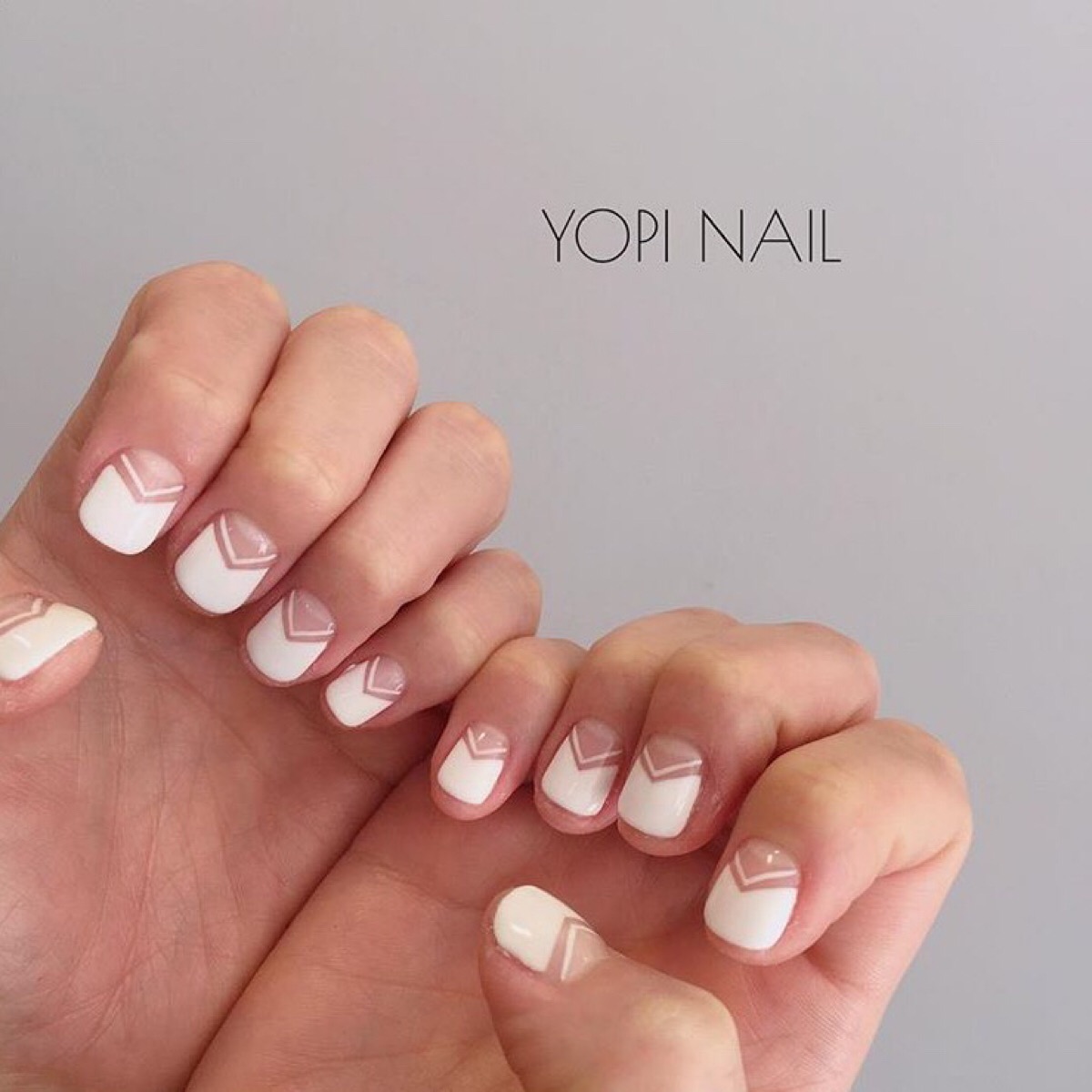 几何线条 白色 美甲