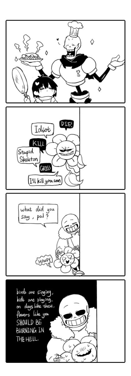 flowey和sans骨花,要sans被小花缠着的图 undertale——papyrus&frisk sans&flowey
