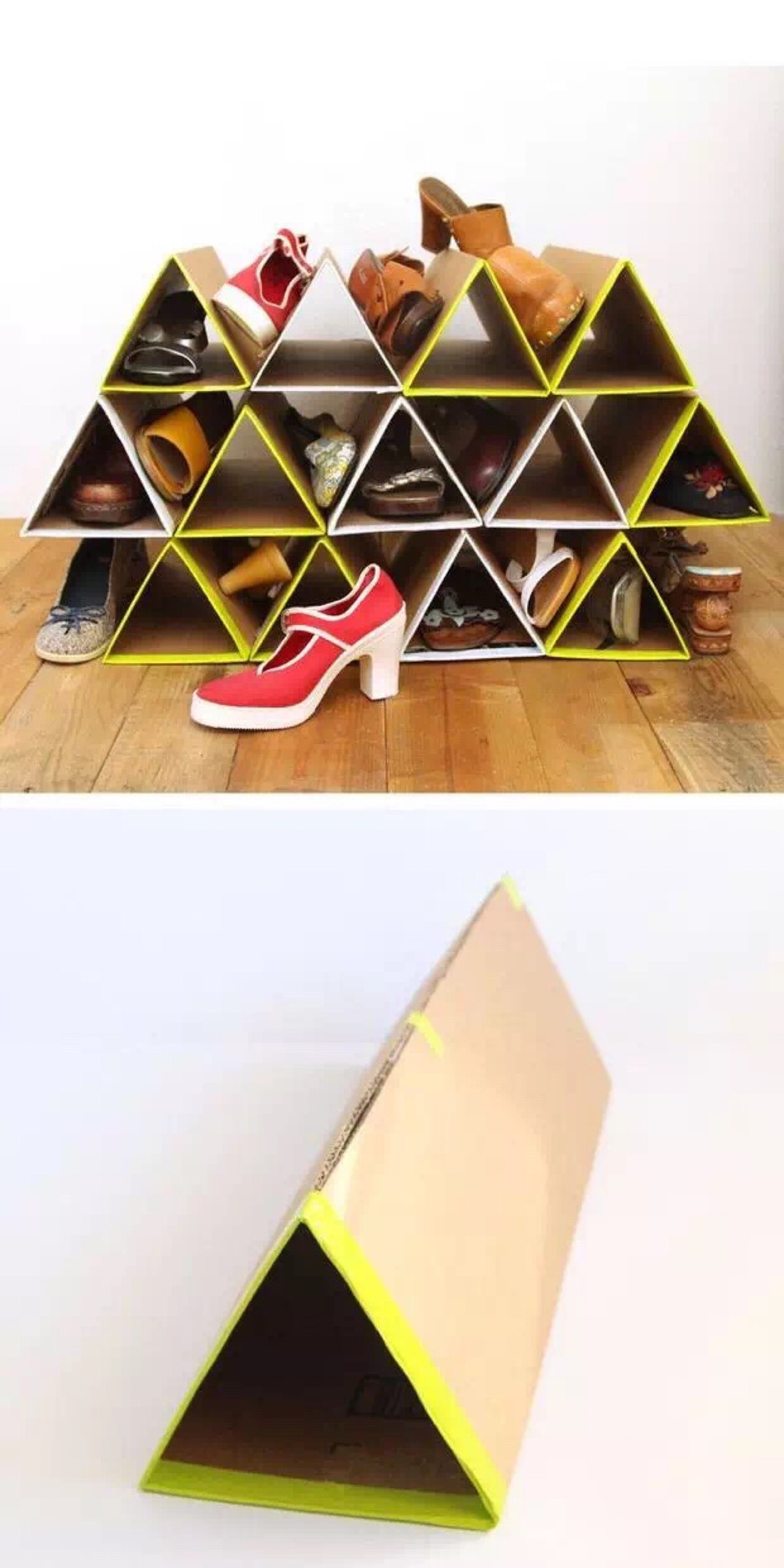 纸箱自制鞋架图片