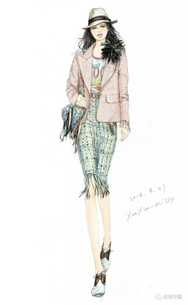 服装插画 彩铅效果图 服装设计 人物画