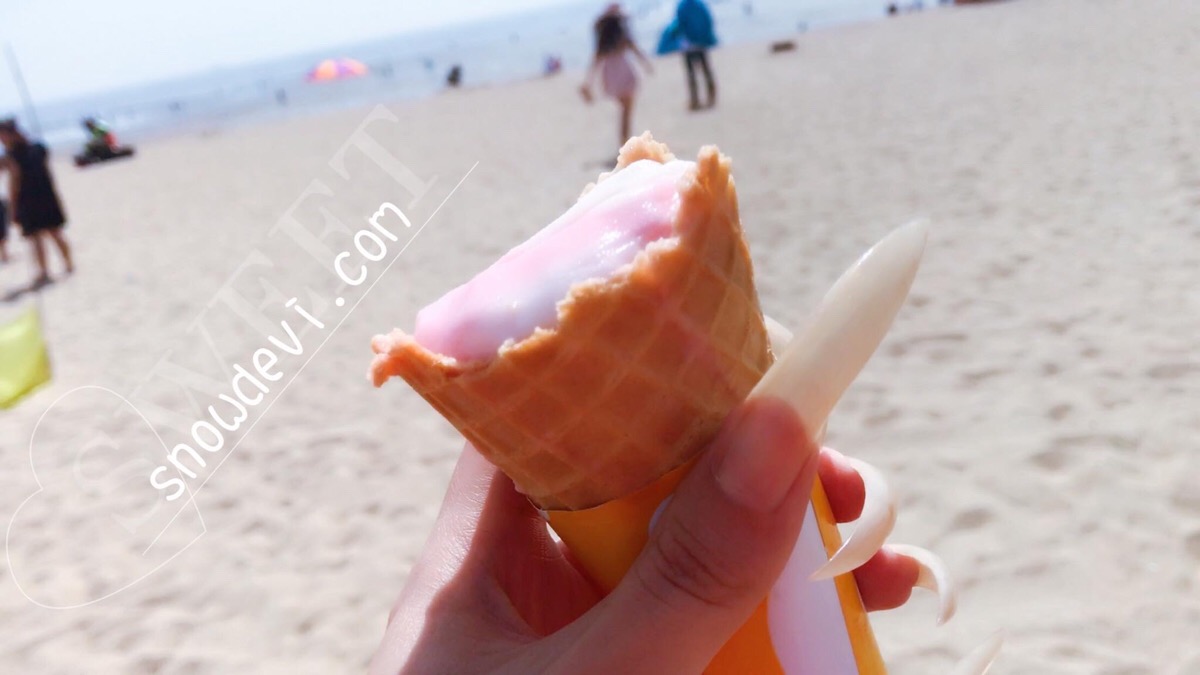 长指甲,long nails,snowdevi,冰激凌,沙滩,海边