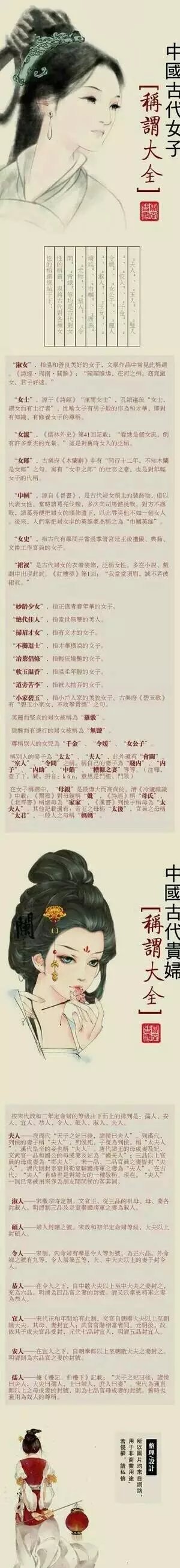 中国古代女子称谓大全