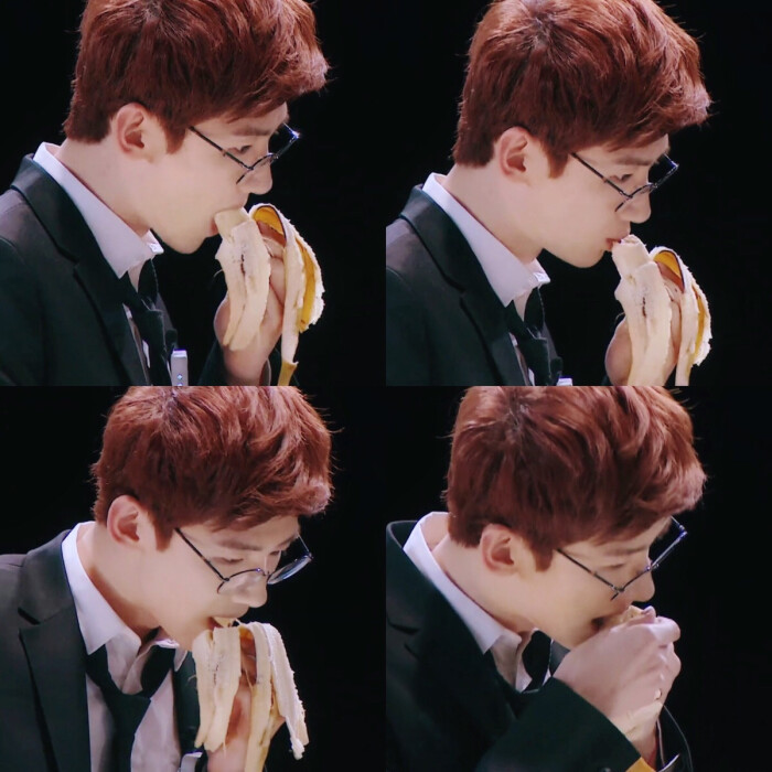 戴眼镜吃香蕉的白敬亭小哥哥