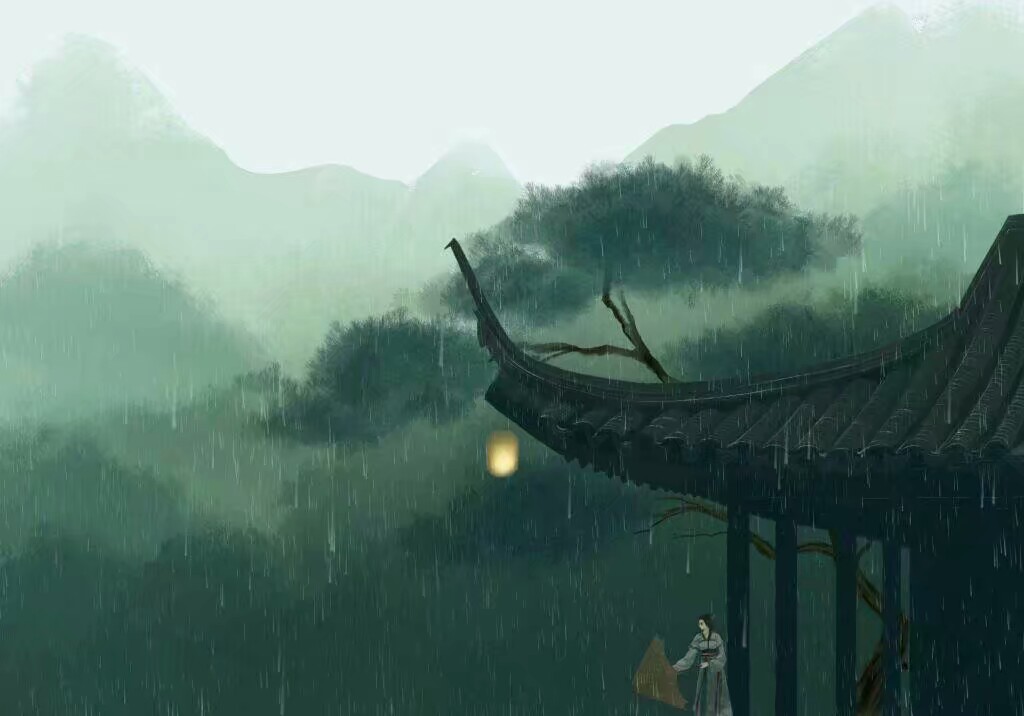 古风场景 古风素材 涂鸦 色彩 水彩 手绘 插画 艺术 绘画 古风 壁纸