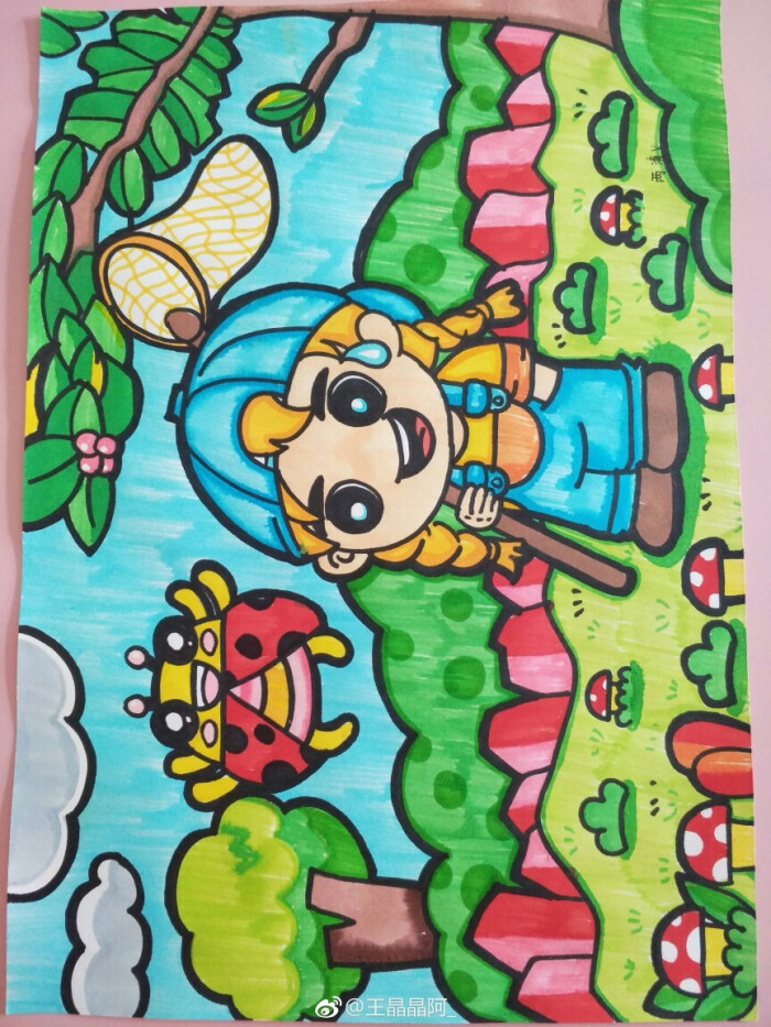 踏春的脚步(儿童画)