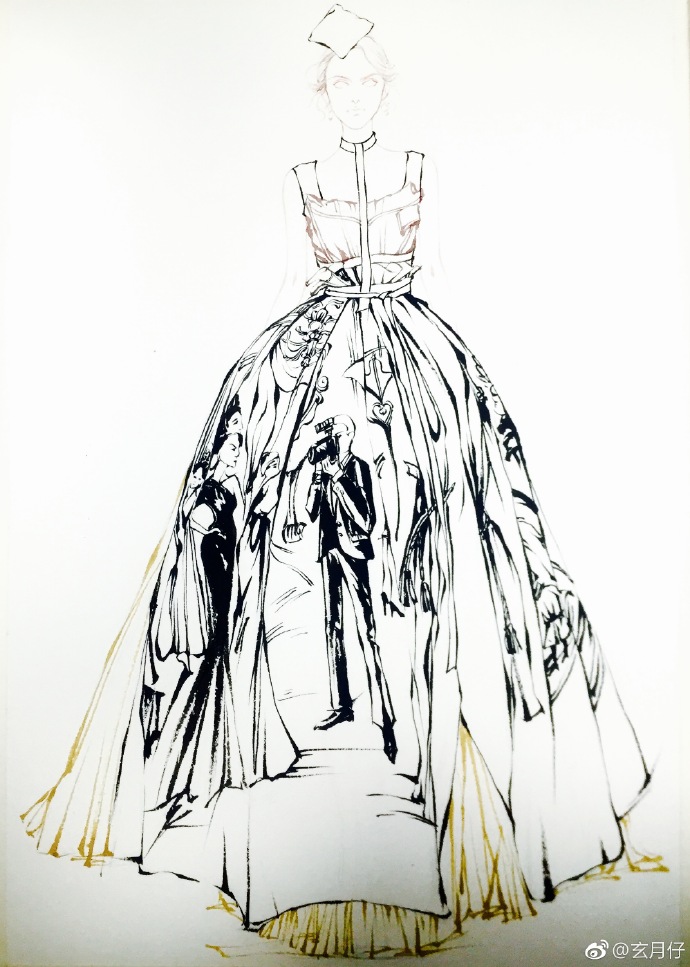 水彩/时装画/步骤图/@左衽中国 @穿针引线官方微博 @服装插画 @插画师