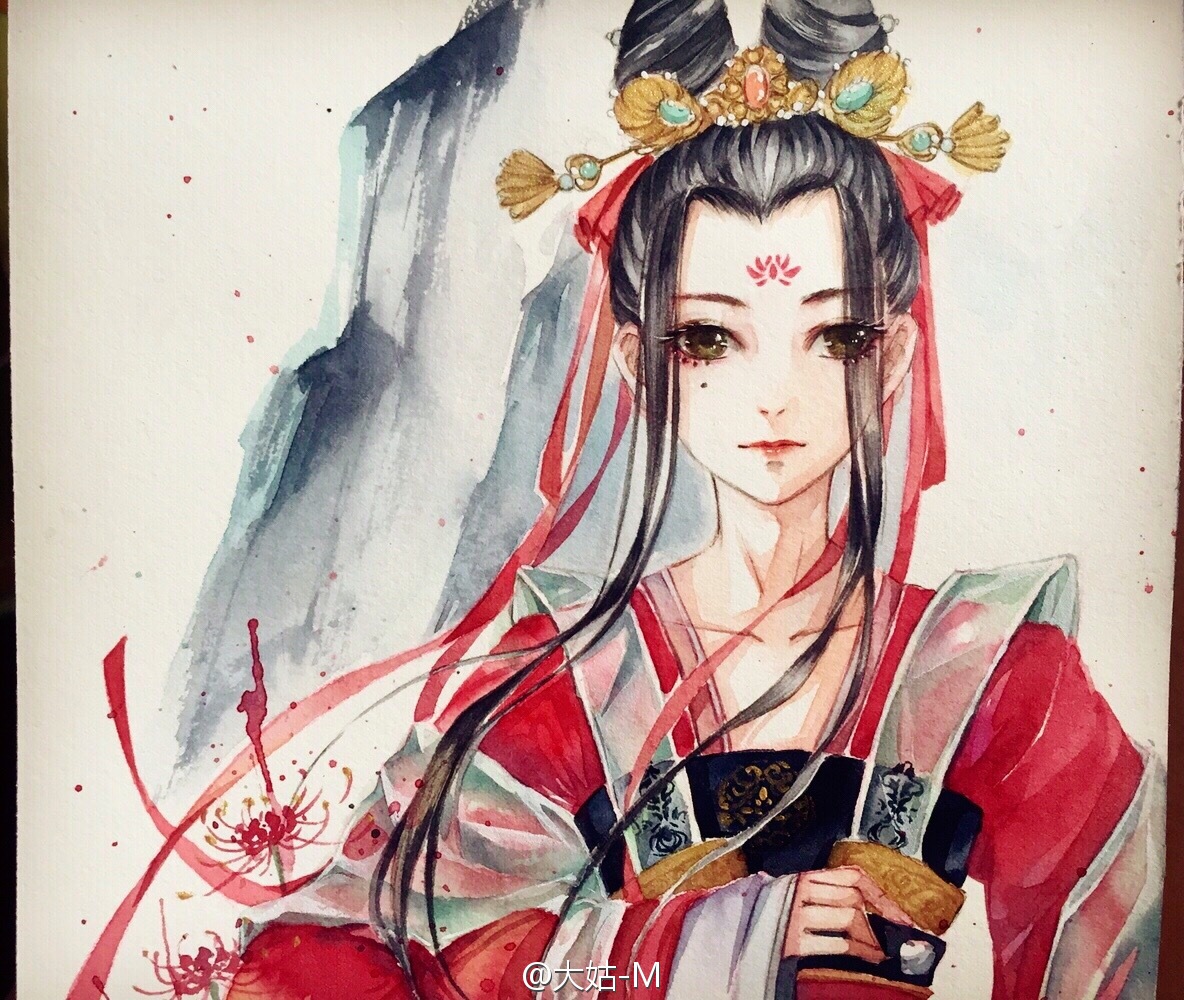 古风水彩美人 作者:大姑-m