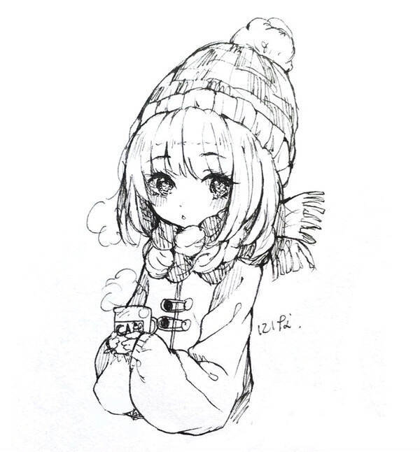 线稿头像插画手绘男女可爱少女生动漫小游戏图片