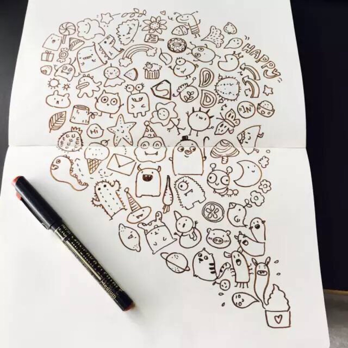 萌萌哒手帐 简笔画 可爱 夏七酱 小怪兽