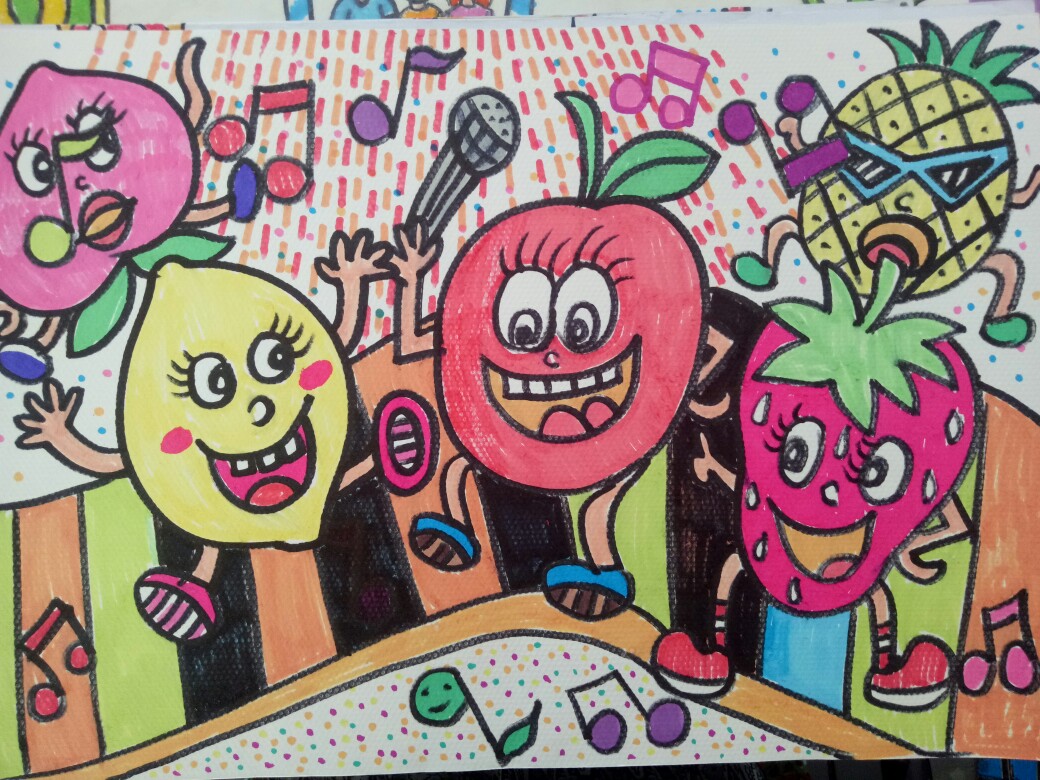 水果音乐会儿童画图片