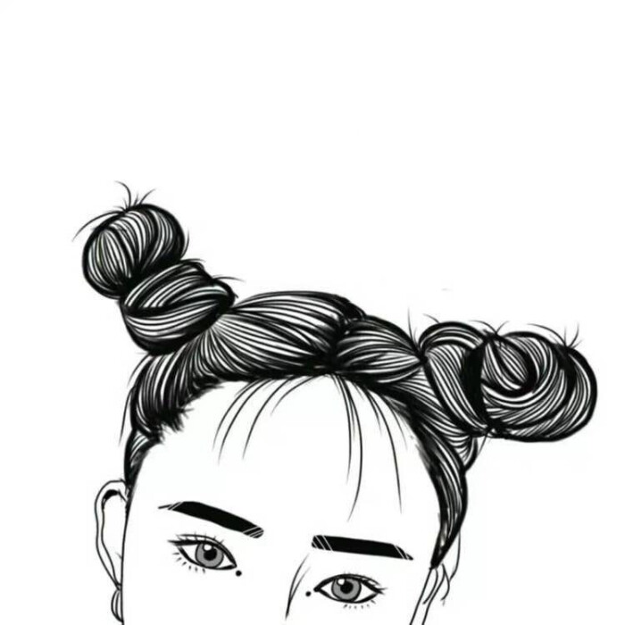 女生半脸头像黑白线稿