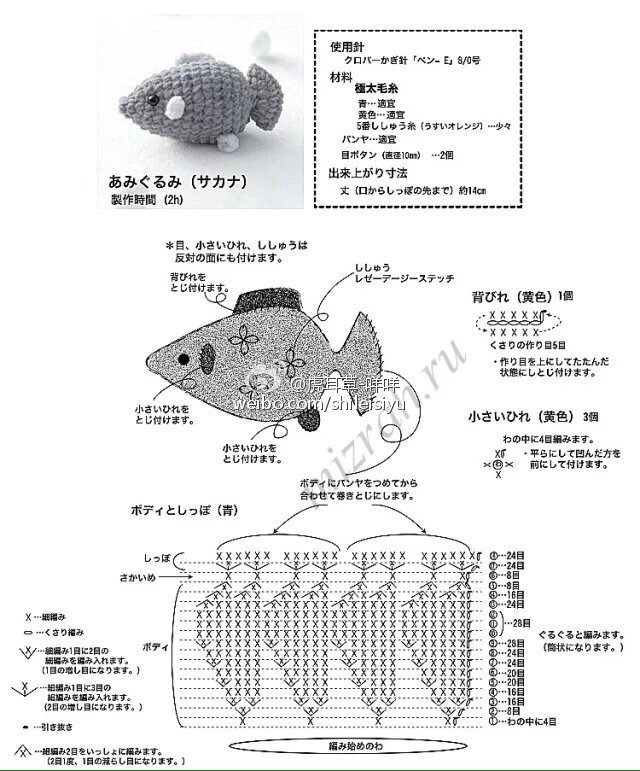 毛线钩织各种鱼的教程图片