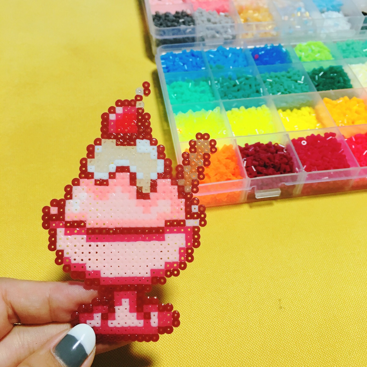 《拼豆豆》夏日樱桃草莓冰激凌!