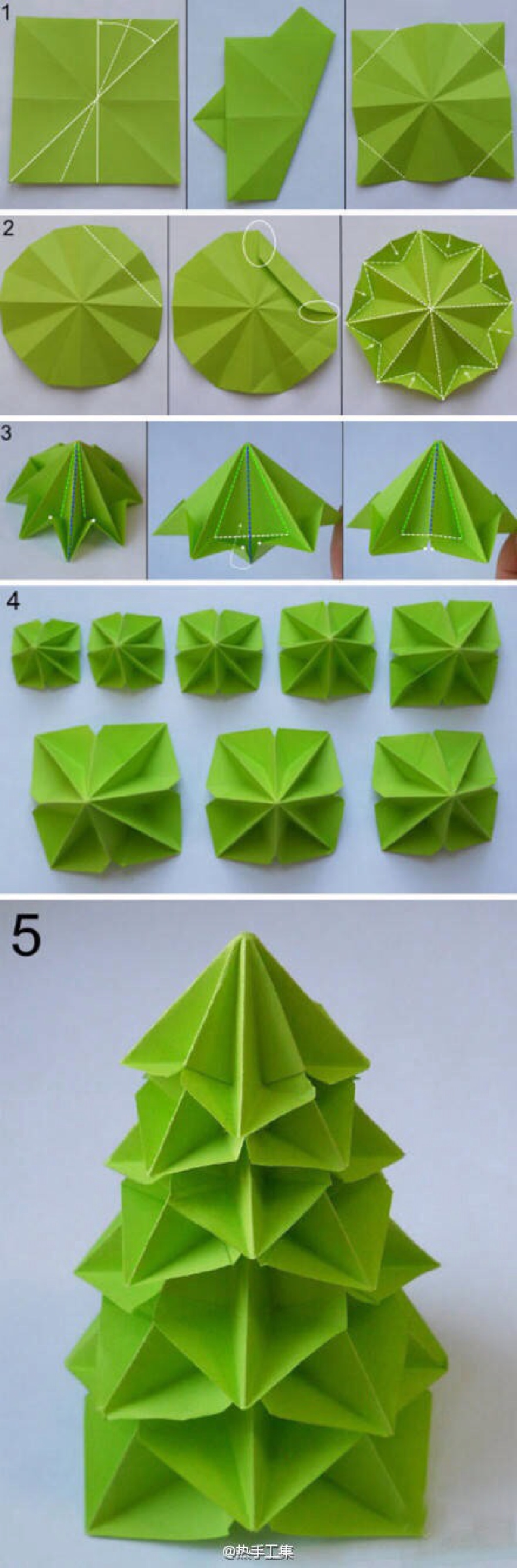 折信纸的方法 树图片