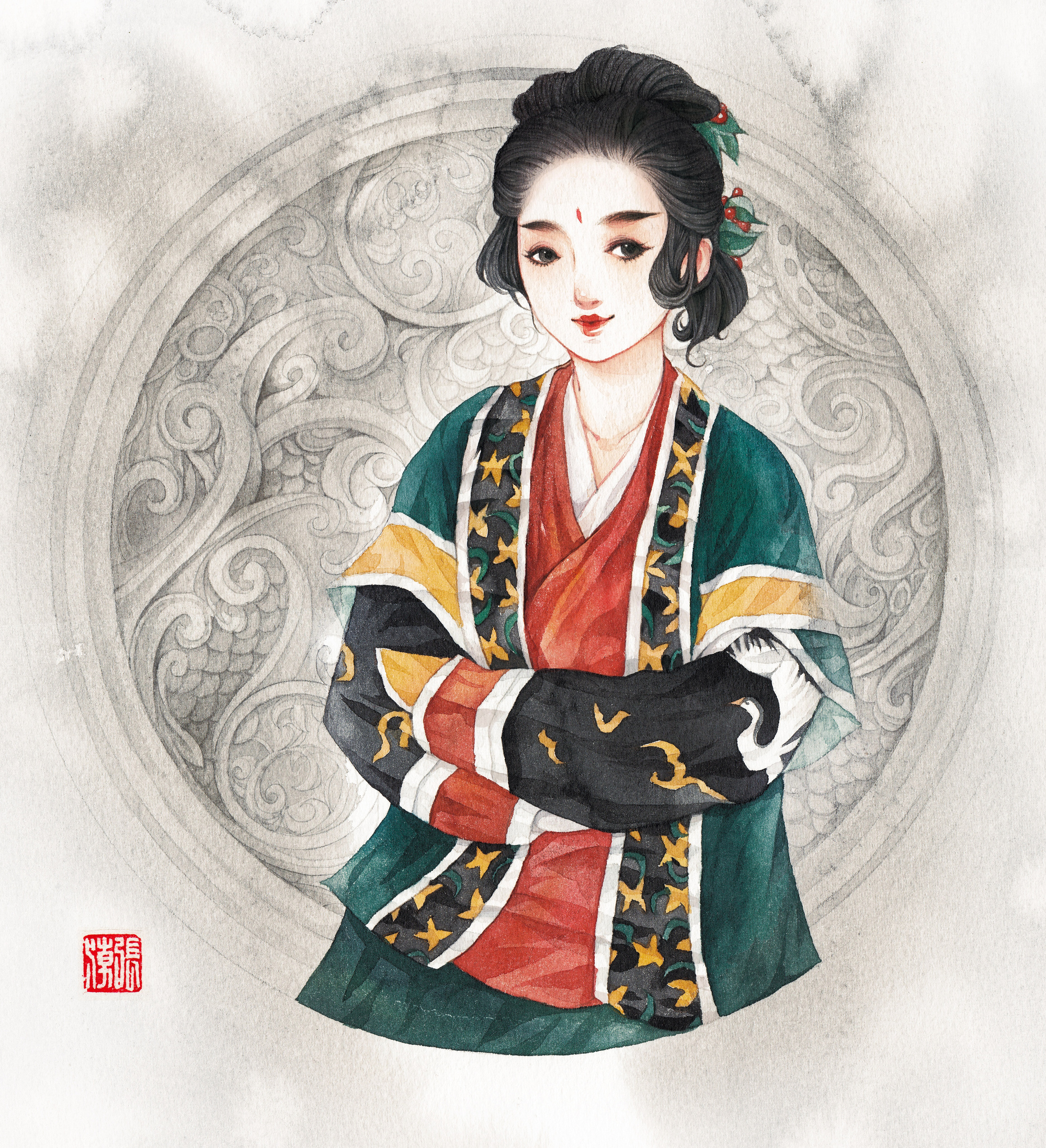 古风水彩美人 〕 作者 gutang