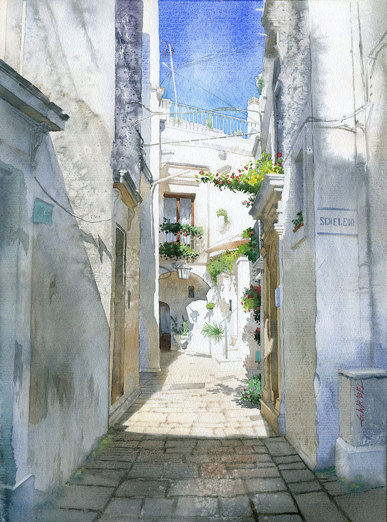 波兰建筑师 画师grzegorz wróbel的一组建筑风景作品,用色通透,光影