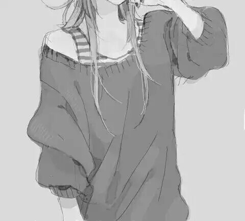 动漫女生头像 黑白