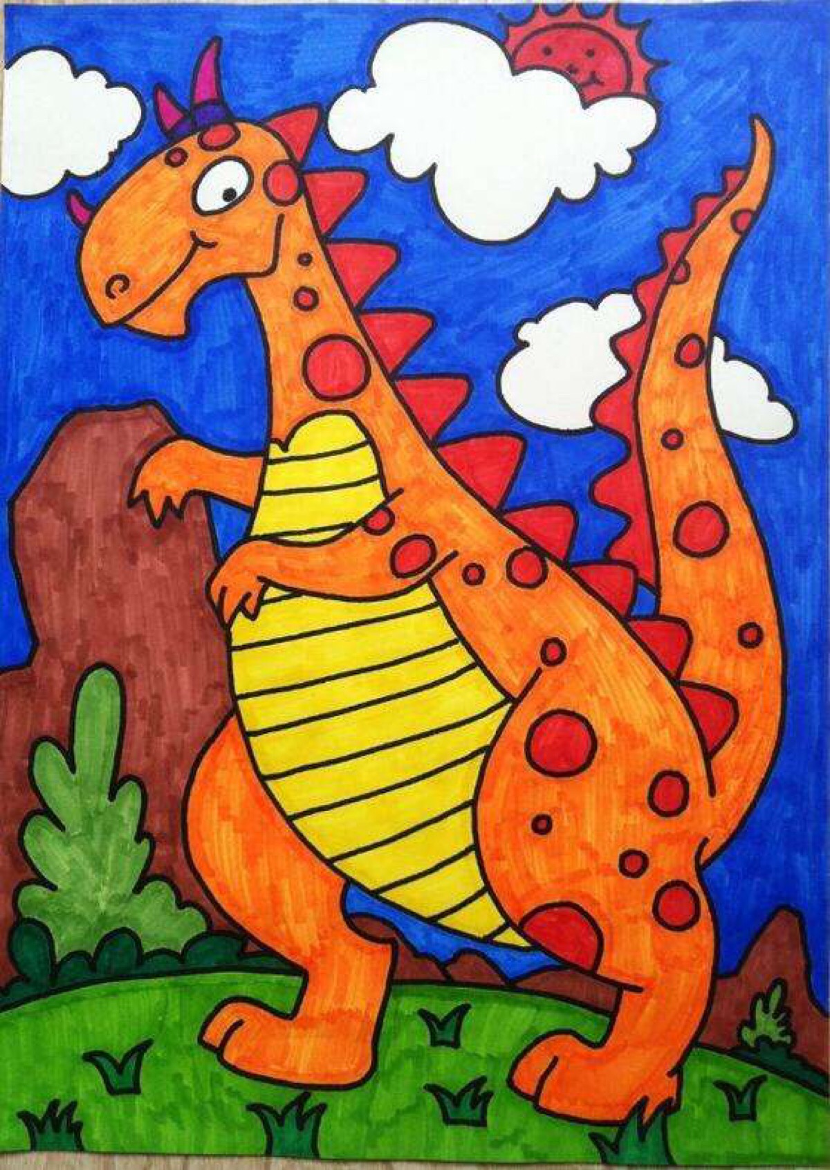 儿童水彩画恐龙 恐龙水彩画图片大全集 - 第 3 - 水彩迷