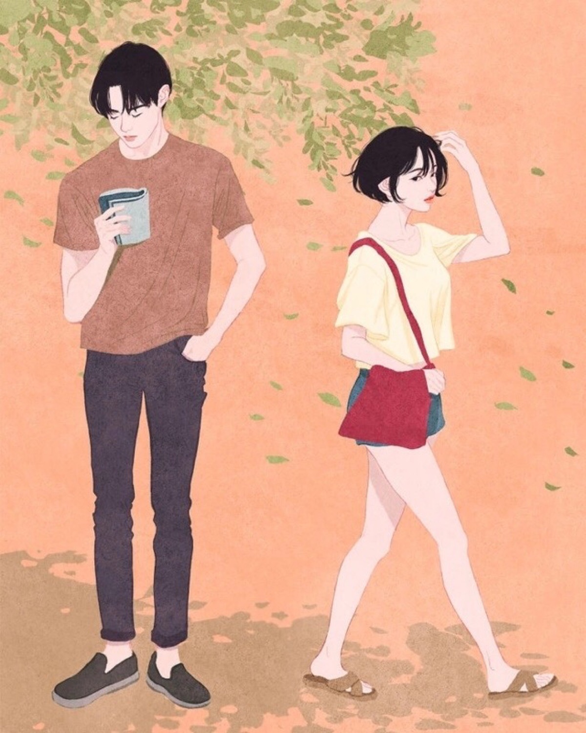 情侣日常插画
