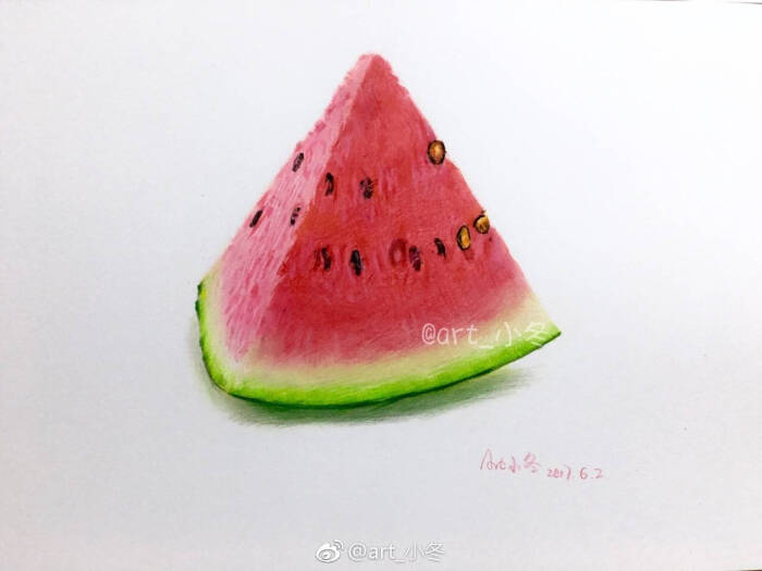 彩铅 手绘 西瓜