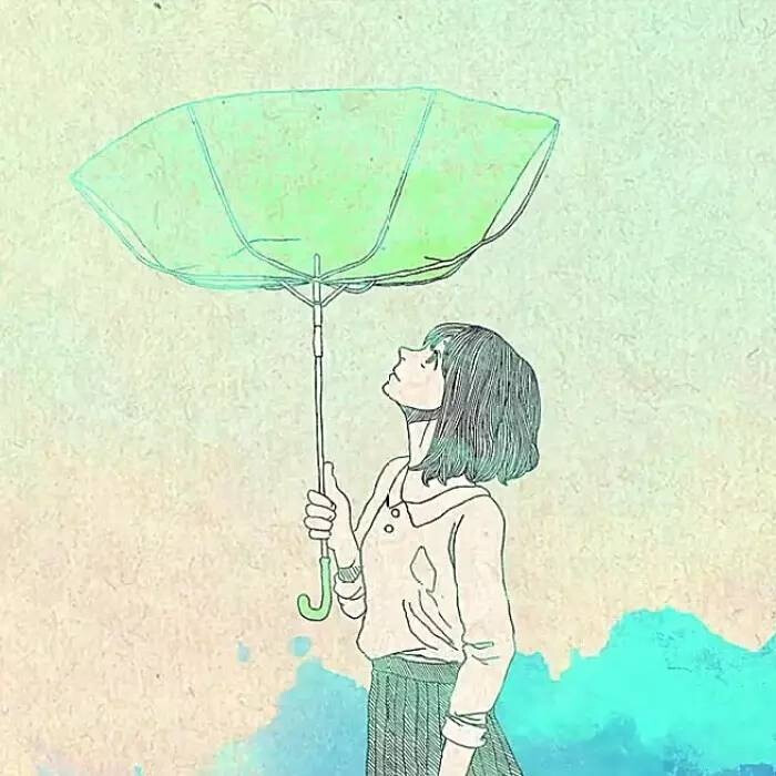 情侣头像 雨伞