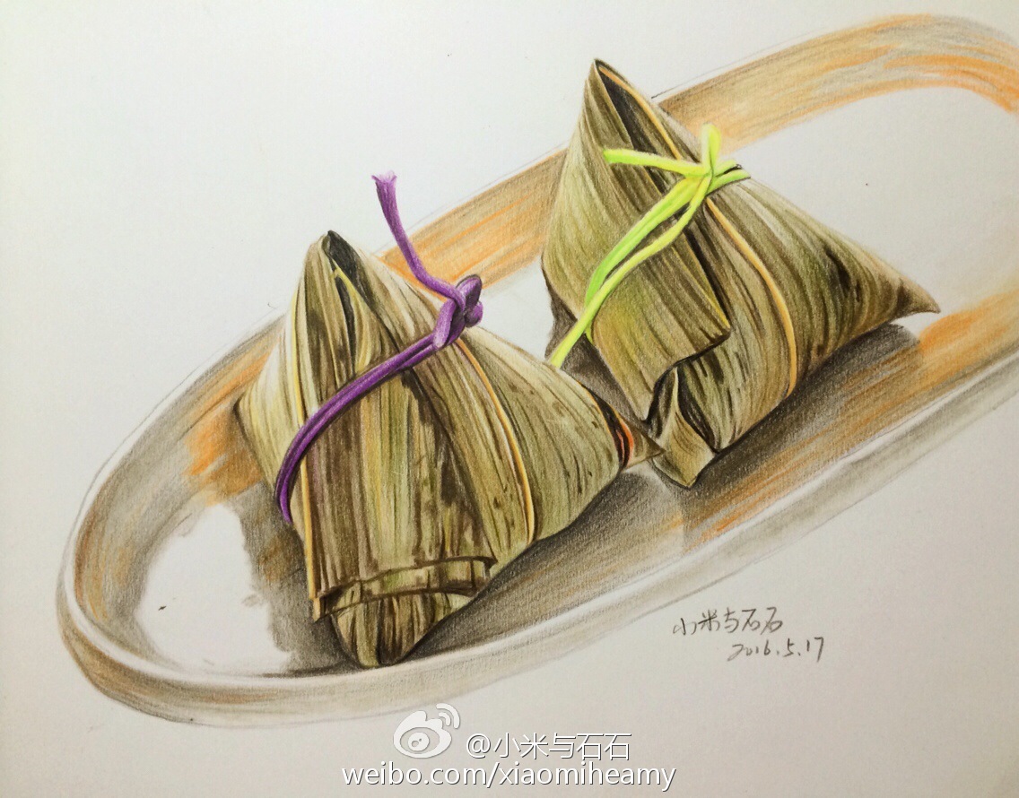 彩铅 粽子作者:via@小米与石石