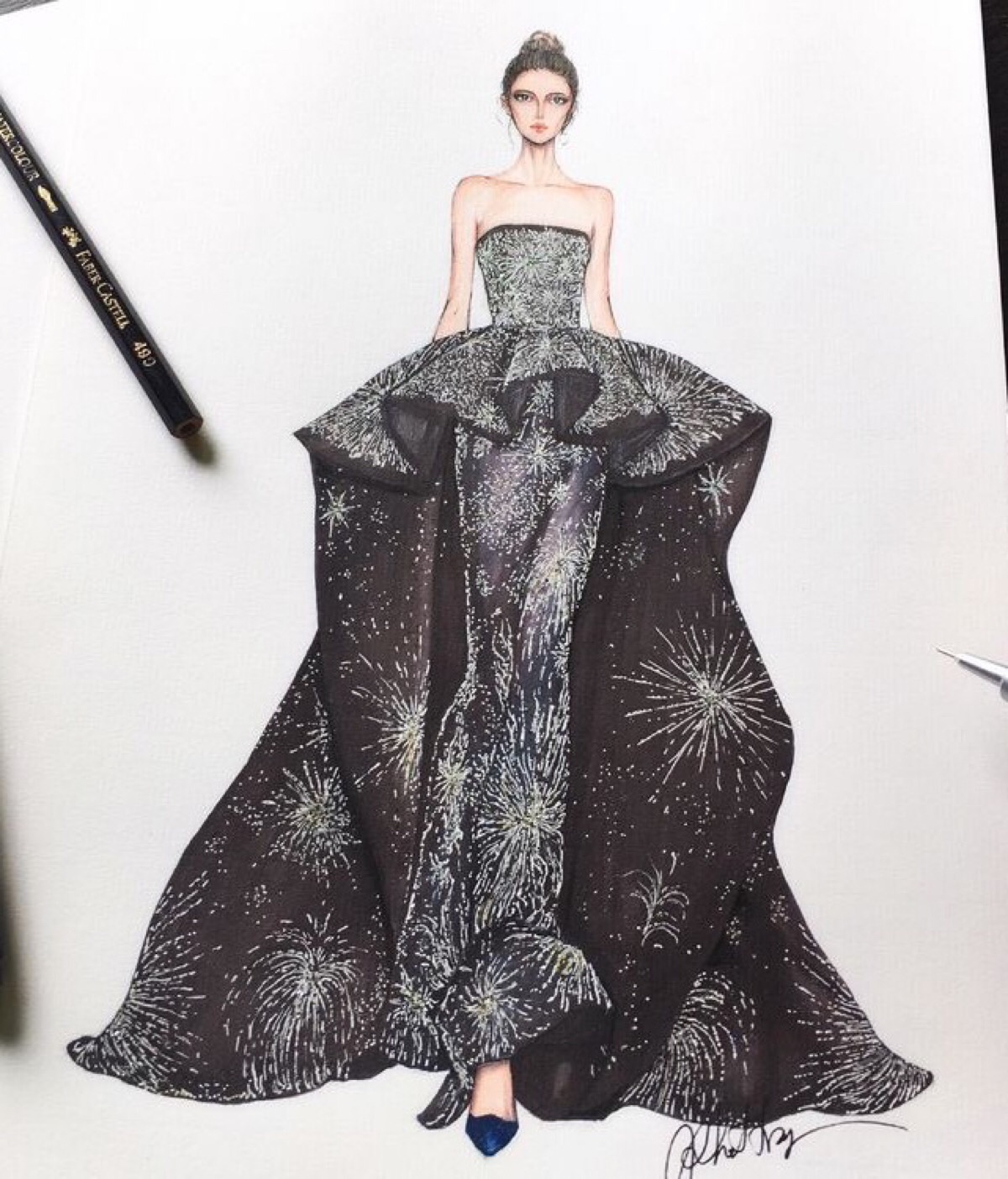 时装绘画 服装设计 插画师@eris tran