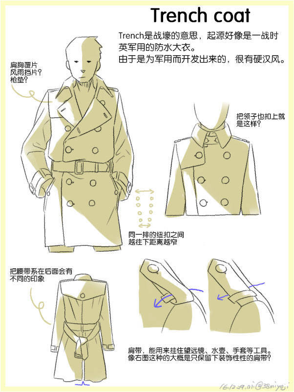 绘画 教程 大衣 外套细节 画法